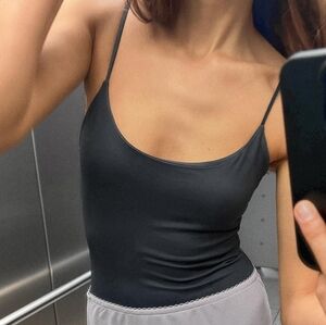 WOMEN'S ZARA POLYAMIDE TANK TOP BODYSUIT CHARCOAL GREY SIZE SMALL $26